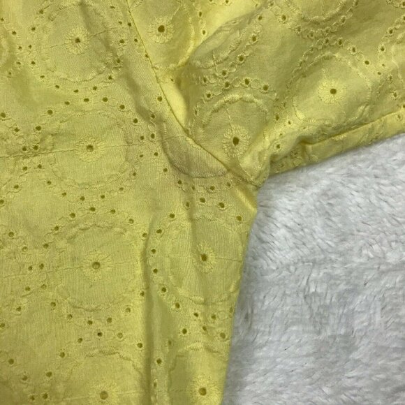 Chicos Womens Tunic Top 0 Small Button Eyelet Yellow 3/4 Sleeve - Picture 7 of 7